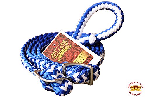 HILASON Braided Poly Barrel Horse Racing Reins Flat Grip Knots 1" X 8Ft | Rein Gifts - color: Blue-White