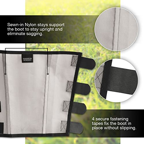 Harrison Howard Loose Fitting Fly Boots UV-Protective Extra Tough Mesh Ventilated Four Fasteners Stay-on Design Protect Horse Legs & Stomp-Reducing Set of 4 Silver Grey Small - color: Silver Grey, size: Small
