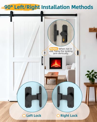 90 Degree Barn Door Lock, Rustproof Sliding Gate Latch, Black 1Pc - color: Black-1PC