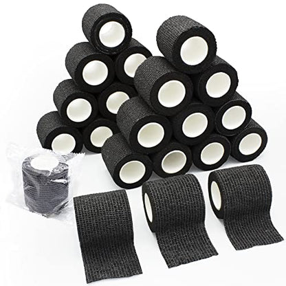 Latex Free Self Adhesive Bandage Wrap 2 inch x 5 Yards - 24 PCS Black Non-Woven Elastic Bandage Wrap - Vet Wrap for Dogs