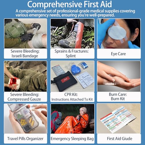 Besst Survivor Waterproof First Aid Kit -Complete Trauma Gear With Labeled Storage, MOLLE System&CPR Kit, Practical Medical Kit For Boating, Marine, Camping, Hurricane, Vehicle And Household Emergency