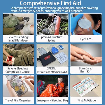 Besst Survivor Waterproof First Aid Kit -Complete Trauma Gear With Labeled Storage, MOLLE System&CPR Kit, Practical Medical Kit For Boating, Marine, Camping, Hurricane, Vehicle And Household Emergency