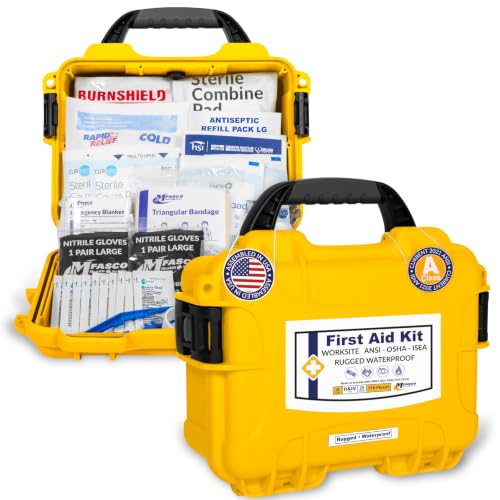 MFASCO Waterproof OSHA Class A First Aid Kit for Worksites & Construction - color: Yellow