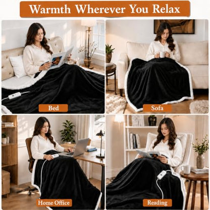 Electric Heated Blanket 72"×84", 4 Heating Levels & 10H Auto-Off | Full Size Dark Gray, Sherpa & Soft Microplush, Quick Heating, Machine Washable, for Couch, Bed & Office, Parents' Gifts - color: 01-dark Gray, size: Full Size ( 72"x84" )