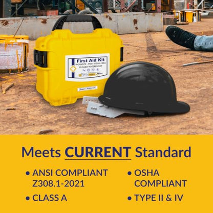 MFASCO Waterproof OSHA Class A First Aid Kit for Worksites & Construction - color: Yellow