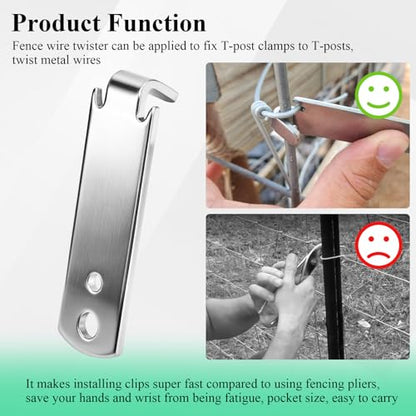 6 Pcs Fence Wire Twister for T-posts, Barb Wire Twisting Tool, 2 Holes
