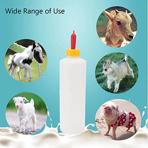 Goat Nipple and Bottles Set for Feeding Sheep Goat Lamb Puppy - color: White 12