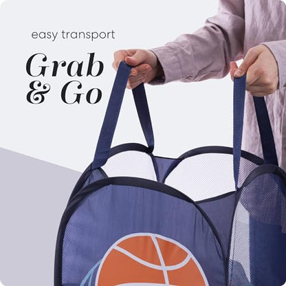 Handy Laundry Collapsible Mesh Pop Up Laundry Hamper 24 Inch - color: Sports, 1-PACK