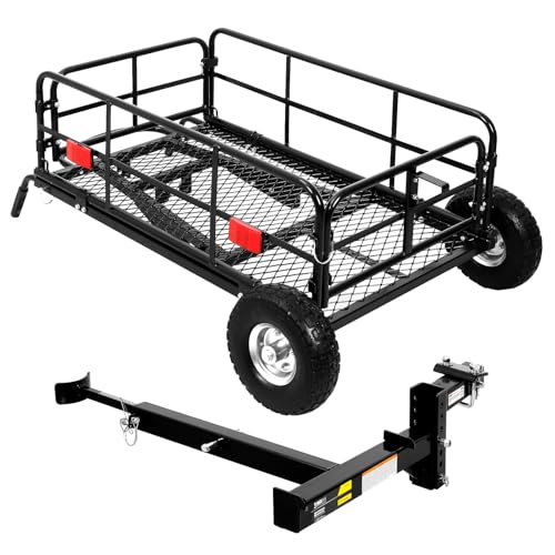MaxxHal Hitch-N-Roll 2-in-1 Cargo Carrier & Push Cart - 400 lb Capacity Hitch Mount Steel Basket with 10" Flat Free Tires - Foldable Utility Rack for SUV, Truck, Camping & Ranch (50243) - style: Hitch-N-Roll Cargo Carrier