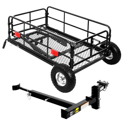 MaxxHal Hitch-N-Roll 2-in-1 Cargo Carrier & Push Cart - 400 lb Capacity Hitch Mount Steel Basket with 10" Flat Free Tires - Foldable Utility Rack for SUV, Truck, Camping & Ranch (50243) - style: Hitch-N-Roll Cargo Carrier