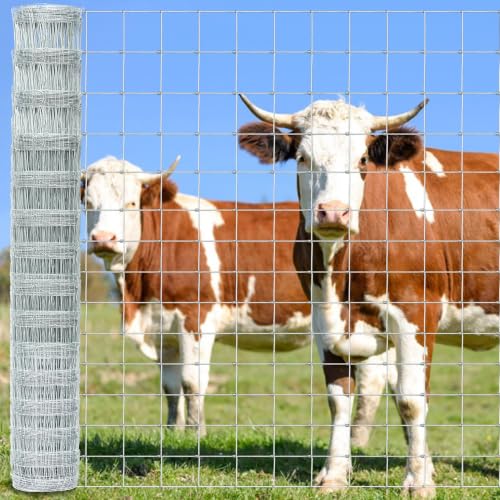 6ft x 164ft Heavy-Duty Galvanized Farm Fence – Durable Livestock Fence for Cattle, Sheep, Goats, Deer – Field Fencing for Yard & Ranch Protection