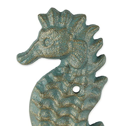 DII Cast Iron Decorative Wall Hook Set, Seahorse, 2 Count - size: Seahorse