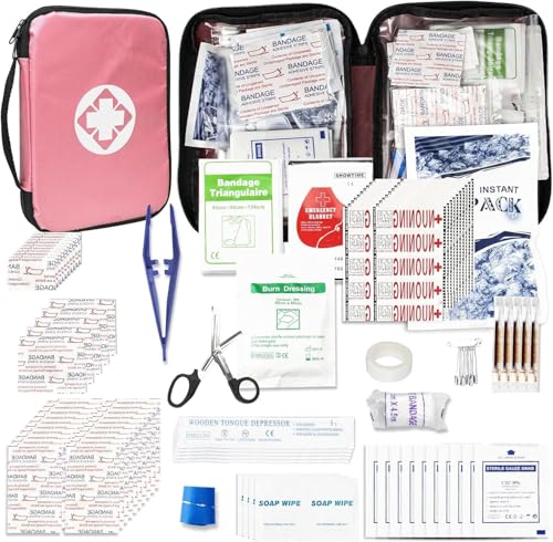 305Pcs Car First Aid Kit Refill Supplies for Business Home First Aid Emergency Kits for Office Business Compact Lovely Bag for Outdoor Activities Skating Boating - style: Pink-305Pcs