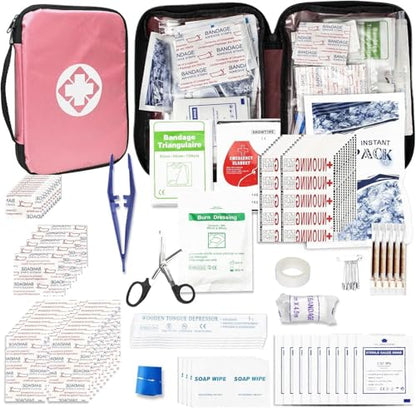 305Pcs Car First Aid Kit Refill Supplies for Business Home First Aid Emergency Kits for Office Business Compact Lovely Bag for Outdoor Activities Skating Boating - style: Pink-305Pcs