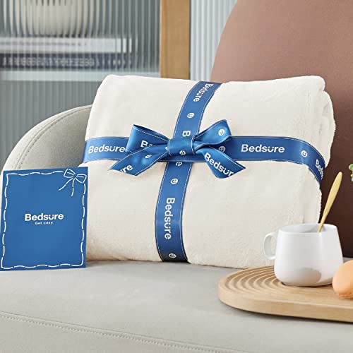 Bedsure GentleSoft Fleece Throw XL Blanket Cream - 300GSM Soft Lightweight Plush Cozy Blankets for Bed, Sofa, Couch, Travel, Camping, 50x70 inches - color: 01 - Cream, size: Throw XL (50" X 70")