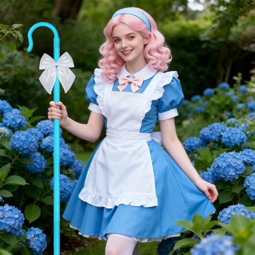 Servllcell Shepherd Staff Prop,Plastic Shepherd Hook Staff Stick Cane Costume Accessory,Halloween Staff Cosplay - color: Blue-w