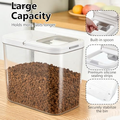 YEXEXINM Pet Food Storage Container with Lid & Scooper 10-15lbs/12L Dog Food Storage Container Clear Airtight Cat Food Storage Container BPA Free Dog Treat Container Store Dry Food for Pantry Kitchen