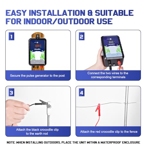 15 MilesElectric Fence Charger, 4J Energy Output 12KV Output Voltage,AC DC Electric Fence Energizer with LED Display for Preventing Wild Animals Intruding Great for Gardens,Poultry