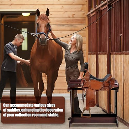 Extra-Large Wood Saddle Rack - Non-Abrasive Design, Bridle Rack & Heavy-Heavy Duty Saddle Stand for Equestrian Homes Horse Tack Room Organization 29.9"x13.8"x30.7"(Mahogany) - color: Mahogany