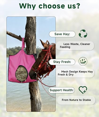 Hay Feeder for Goats and Horses - Slow Feed Design, Heavy Duty Hanging Hay Bag for Barn, Trailer & Paddock, Easy to Hang & Clean(2pcs, Pink) - color: 2pcs-pink