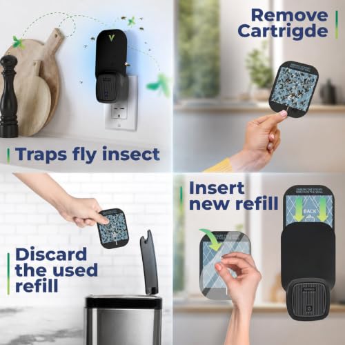 VEYOFLY Official Refill Fruit Fly Traps Indoor, Gnat Trap | 5-Pack - color: Black, size: 5 Refills