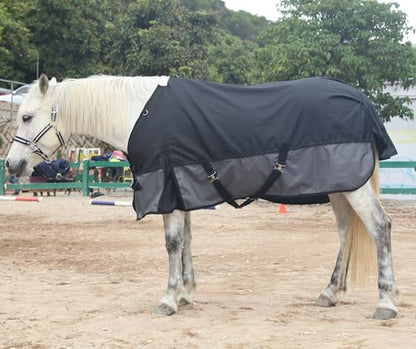 LEAFOREST 1200D Horse Blanket Waterproof Breathable Turnout (no Filling) Standard Neck Horse Sheet Black Grey 72IN | Breathable Ripstop Medium Weight Equine Care Sheets in The Barn, Stable, Pasture in Wet Cold Weather 0g BlackGrey 72IN - color: Black Grey
