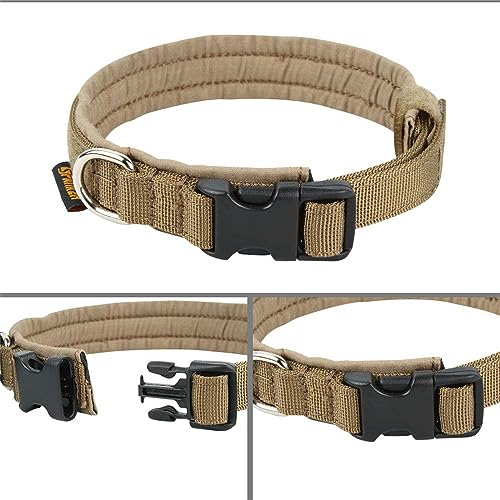 EXCELLENT ELITE SPANKER Military Nylon Small Puppy Dog Collar with Padded - color: Coyote Brown, size: XS-(10.6"-15")