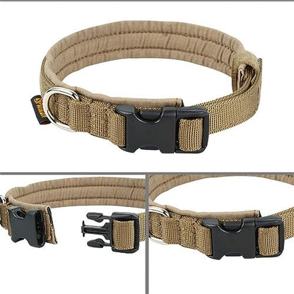 EXCELLENT ELITE SPANKER Military Nylon Small Puppy Dog Collar with Padded - color: Coyote Brown, size: XS-(10.6"-15")