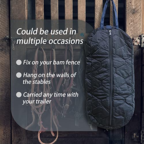 Bridle Bag for Horses, Durable Nylon Bridle Halter Bag with 3 Layers Padded Horse Tack Carry Bag-Large Capacity Protect Tack - color: Black