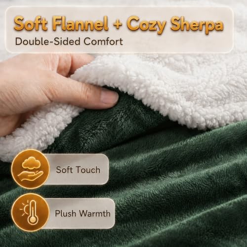 Heated Blanket Electric Blanket Full Size 72''x84'' with 5 Heat Settings, 10 Hour Auto Off, Machine Washable, Flannel & Sherpa Soft Warming Blanket for Couch, Bed, Office - Grass Green - color: 04-grass Green, size: 72''x84''(Full)