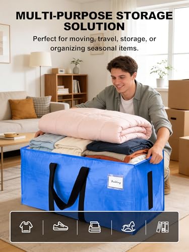HOMESURE Supports 200lbs Heavy Duty Moving Bags - Strong Zipper & Wrap-Around Handles - Water-Resistant Storage Totes, Durable Alternative to Moving Boxes - 8 Pack - Sky Blue - color: Sky Blue
