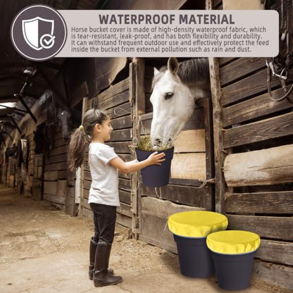 2-5 Gallon Horse Bucket Cover, Waterproof Horse Feed Bucket Cover, Lightweight and Easy to Use (Excluding Bucket, Yellow) - color: Yellow