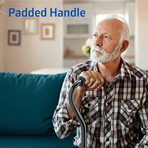 Medline Gel Grip Aluminum Cane with Offset Handle, Adjusts 29-38", 300 lbs. Capacity, Black - for Men & Women, Foot & Leg Injuries, Mobility, 1 Ct.