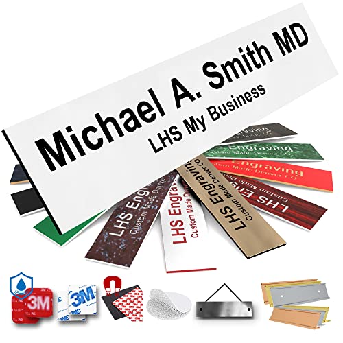 Custom Engraved Office Door Name Plate & Desk Signs, White, 2x4 | 10+ Mounting Options, Door, Desk, Cubicle Holder, All Weather 3M Adhesive, 3 Text Lines, Personalized Nameplate Made in USA - color: B16 - White & Black Lettering, size: 2in x 4in (5.1cm x