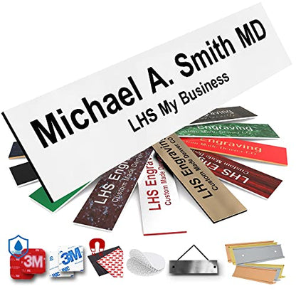 Custom Engraved Office Door Name Plate & Desk Signs, White, 2x4 - color: B16 - White & Black Lettering, size: 2in x 4in (5.1cm x 10.1cm)