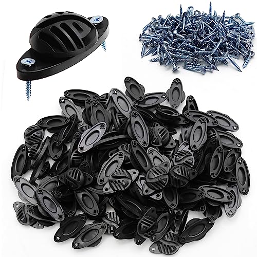 EATAKWARD 100 PCS Electric Fence Insulator with Screws, Black Wood Post polywire insulators, Hemispherical Insulators for Electric Fence Intermediate Bearing Rod, Black, PP