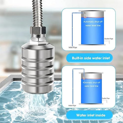 Water Float Valve, Auto Level Control, 304 Stainless, 1/2 in & 3/4 in - color: 1 Pack, size: Short