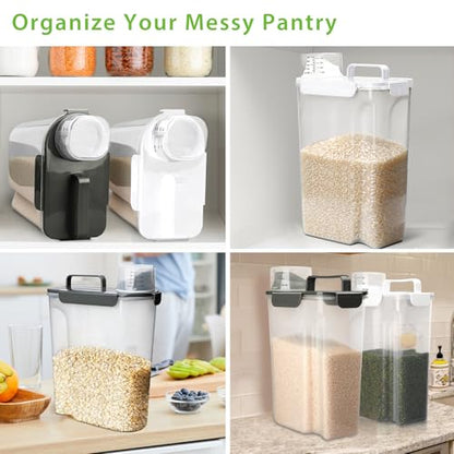 Viretec Rice Storage Container, 15 to 20lb Dry Food Airtight Dispenser, Pet Dog Cat Food Canister, BPA Free Clear Plastic Kitchen and Pantry Organization Bin for Oatmeal, Cereal, Pasta, Flour Grey - color: 10L/Grey