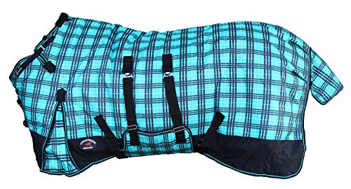 Challenger 1200D Turnout Waterproof Rain Horse Sheet Light Winter Blanket 389B - color: Turquoise Plaid, size: 76 inches