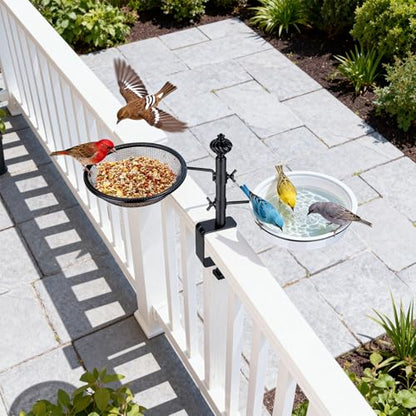 BOLITE Deck Bird Feeders with Metal Tray and Water Bowl, Heavy Duty, Black - style: 2 Trays