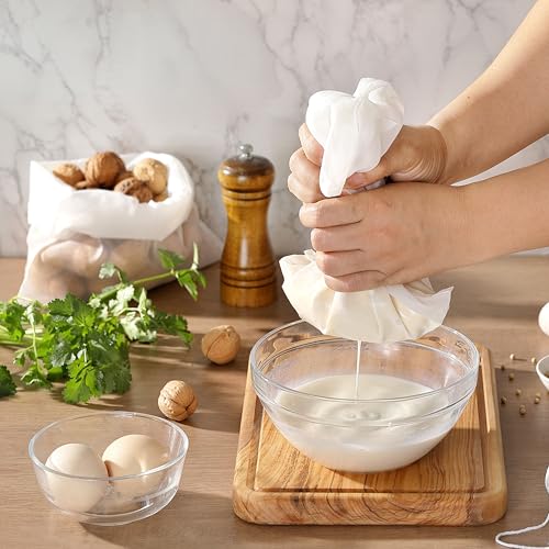 3 Pack Nut Milk Bag, Nylon Cheese Cloth Bag for Straining, 9.5"x14" | Reusable Strainer, Food-Grade, Fine Mesh, for Cold Brew Coffee, Greek Yogurt, Tea and Juice