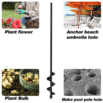 Auger Drill Bit for Planting Ruooson 1.6X17.5 in Garden AugerSpiral Drill, Easy Planter Rapid Planter Plant for 3/8" Hex Drive Drill <1Pcs>. - size: 1.6x17.5In