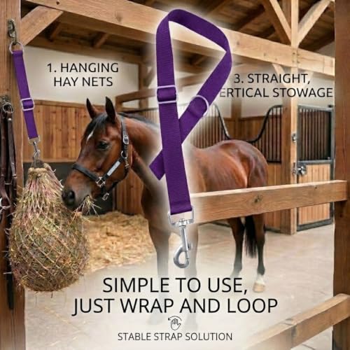 4Pack Nylon Bucket Straps for Horse Buckets & Hay Nets,Purple | Adjustable nylon bucket straps, heavy duty, quick release buckle, horse buckets, hay nets, water buckets, equestrian tack - color: Purple