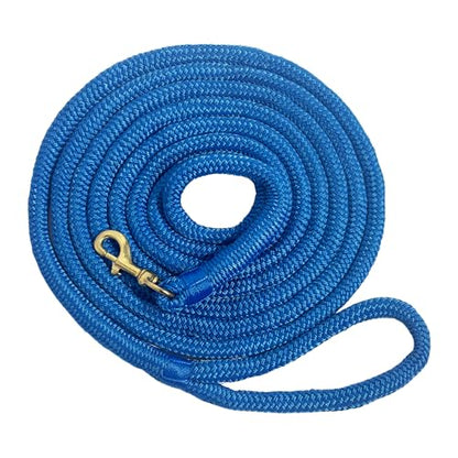 Horse Lead Rope, Double Braided Nylon, Soft Comfort Grip, with Quick Halter Attachment, 1/2" x 15ft,Blue - color: Blue