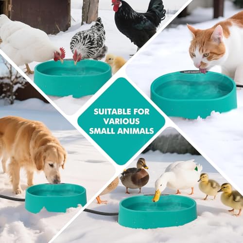 3.7L Heated Water Bowl for Dog & Cat, Outdoor Heated Dog Bowl, Large Waterproof Heated Warming Pet Bowl for Outside, Anti-Freeze Heated Pet Water Dish for Rabbit, Chicken, Duck, Squirrel (35 Watts)