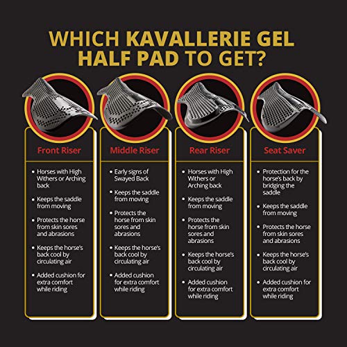 Kavallerie Gel Saddle Pad - Helps with Saddle Bridging, Sore Back, Swayed Back, High Withers English Bareback Pad for Horses, Protective, Perfect for Eventing, Schooling, Dressage - size: Seat Saver