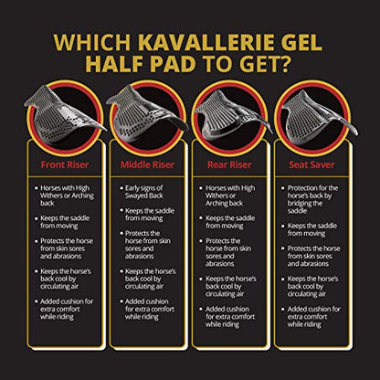 Kavallerie Gel Saddle Pad - Helps with Saddle Bridging, Sore Back, Swayed Back, High Withers English Bareback Pad for Horses, Protective, Perfect for Eventing, Schooling, Dressage - size: Seat Saver