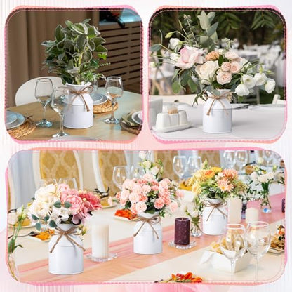 Domensi 6 Pcs Farmhouse Metal Flower Vase, White - color: White