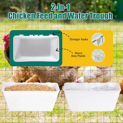 2 Pack Chicken Feeder Waterer 2.5 Quart Hanging Poultry Feeders Trough - color: White