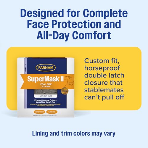 Farnam SuperMask II Horse Fly Mask Without Ears, Protects Eyes, Foal Size - size: Foal